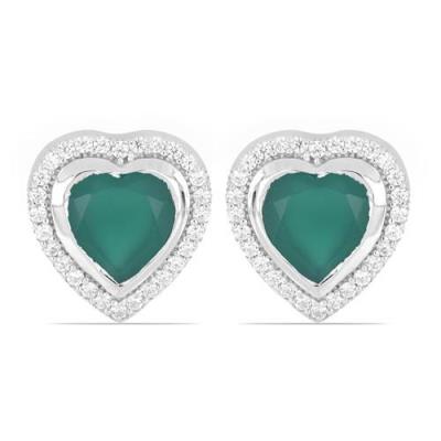 BUY STERLING SILVER REAL BRAZILIAN AMETHYST GEMSTONE HALO HEART EARRINGS